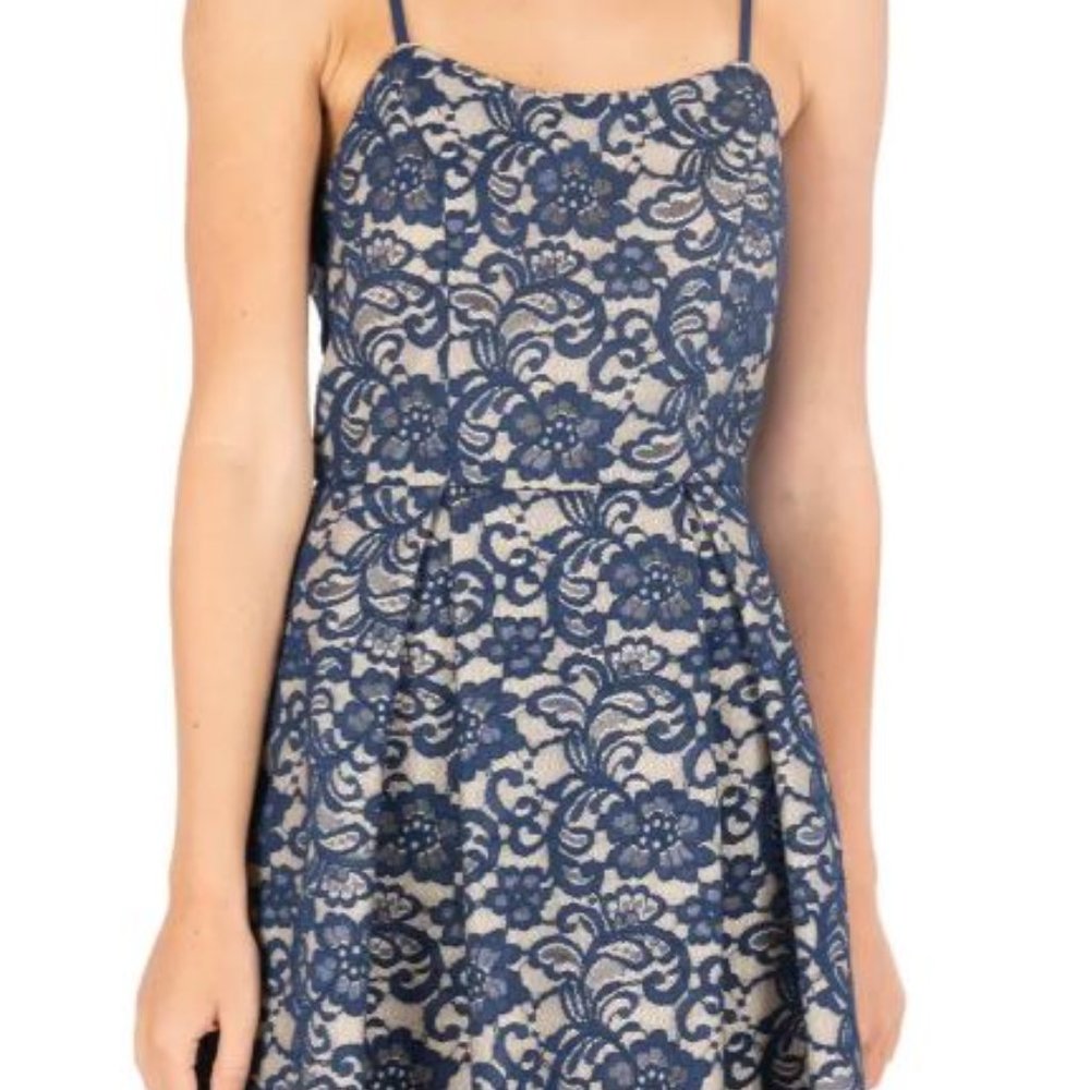Speechless Junior's Lace Fit and Flare Minidress